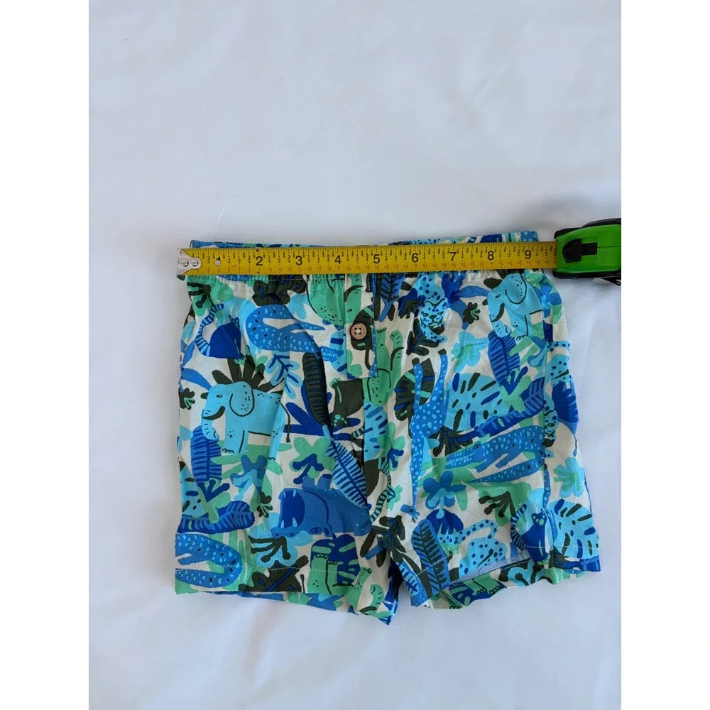 Cat & Jack Baby Boy 18M Blue Green Jungle Animal Shirt and Shorts Matching Set